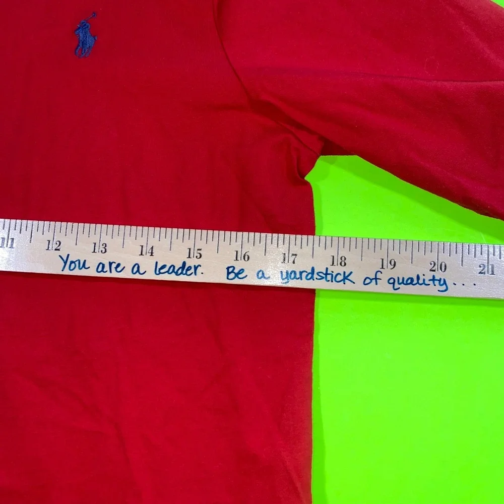 Polo Ralph Lauren Mens Red Long‎ Sleeve Custom Slim Fit Crew Neck T Shirt M